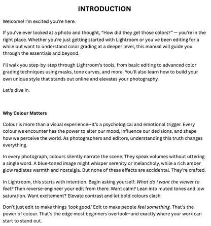 Lightroom Color Grading Manual - eBook